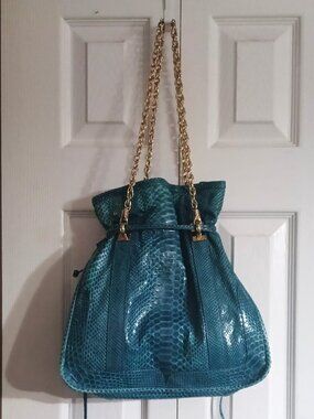 Kate Spade New York Snakeskin Embossed Leather Drawstring Bucket Bag